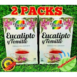 Therbal 50 Tea bags Eucalyptus & Thyme Tea / Te de Eucalipto Y Tomillo 2 boxes