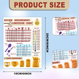 Kitchen Conversion Chart Magnet, Metric Conversion Chart for Cooking Conversion Chart Guide Including Liquid Volumes, Dry Weights, Liquid Conversions Kitchen Measurement Chart Sign Accessories