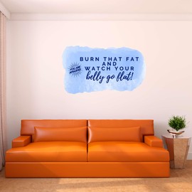 Design With Vinyl Uplifting Fitness Wall Decal Watch Your Belly Go Flat Burn That Fat Healthy Watercolor - Size: 10 in x 6 in