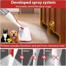 Mops for Floor Cleaning Wet Spray Mop with 14 oz Refillable Bottle 01-red 