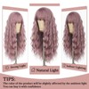 SAPPHIREWIGS Purple Wig with Bangs Long Wavy Wigs for Women