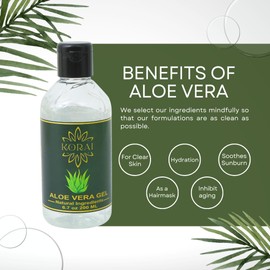 KORAI Aloe Vera Gel from freshly cut 100% Pure Aloe Vera Gel-Natural Ingredients-Vegan, Unscented - For Face, Skin, Hair, Sunburn relief