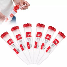 Sharp-Shuttle 샤프-셔틀 - 바늘 주사기용 일회용 여행용 용기 잠금 뚜껑이 있는 휴대용 소형 펑크 방지 이동식 폐기 6팩 Portable Puncture Proof Sharps Container with Locking Lid for Travel, Disposable, 6 Pack
