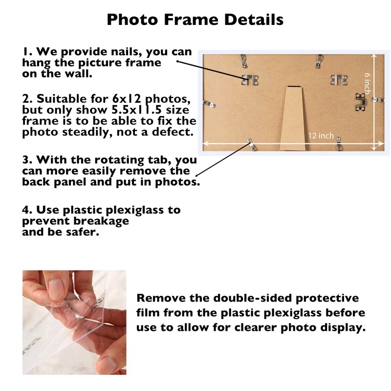 JCJMY 6x12 Picture Frame White for Wall Hanging, Wall Mounting