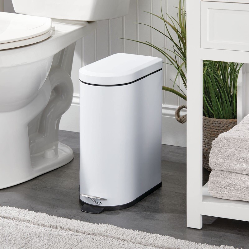 mDesign 10 Liter/2.6 Gallon Stainless Steel Metal Step Trash Can