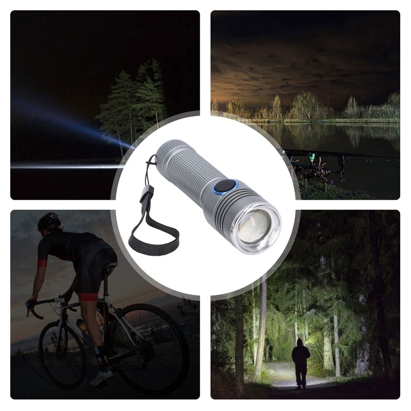 LED Flashlight Telescopic Zoom Protective Function Aluminum Alloy Barrel 2000LM