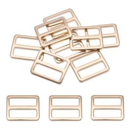 PATIKIL Metal Tri-glide Slide Buckle 25mm, 8 Pcs Zinc Alloy Adjuster Sliders Webbing Strap Fasteners for Bag Belt Dog Collar Harness Backpack, Light Gold