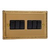 Varilight 6-Gang 10A 1- or 2-Way Switch Classic Georgian Brass