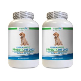 dog probiotic bites - DOG PREMIUM PROBIOTICS - SAVORY BEEF FLAVOR - STOPS DIARRHEA BAD GAS BAD BREATH - GUT HEALTH - dog treats for bad breath large dogs - 2 Bottles (120 Treats)