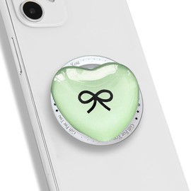 TTPSRY Magnetic Phone Grip Stand Airbag Holders Creative Heart & Bow Design With Magnetic Ring Removable Anti Slip Stylish Decor Accessories Suitable for Girls Smartphones Gifts(Light Green)