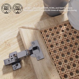 Chibery 10 Pack Inset Soft Close Concealed Hinges, Black Titanium Plated, Slow Smooth, Self Closing, 105° Open, 3D Adjustment, 85 ＆ 105 Degrees, Clip On Plate, Anti-Rust for Frameless Cabinet Door