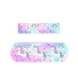 60 Rainbow Children's Unicorn Plasters Soft Flexible and Wash Proof 2 Sizes