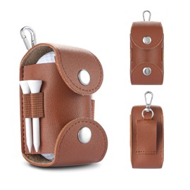 Golf Ball Bag - Leather Golf Ball Holder, Versatile Golf Ball Bag with Backpack Hook & Belt, Portable Pouch for 2 Balls - Convenient Access Golfers for Outdoor Golfing & Travel