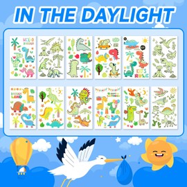 Acevegue Pack of 145 Children's Tattoos, Luminous Skin-Friendly Children's Tattoos, Temporary Waterproof Tattoos, Girls, Boys, Fake Tattoos, Gifts, Birthday Decoration, Party Decoration