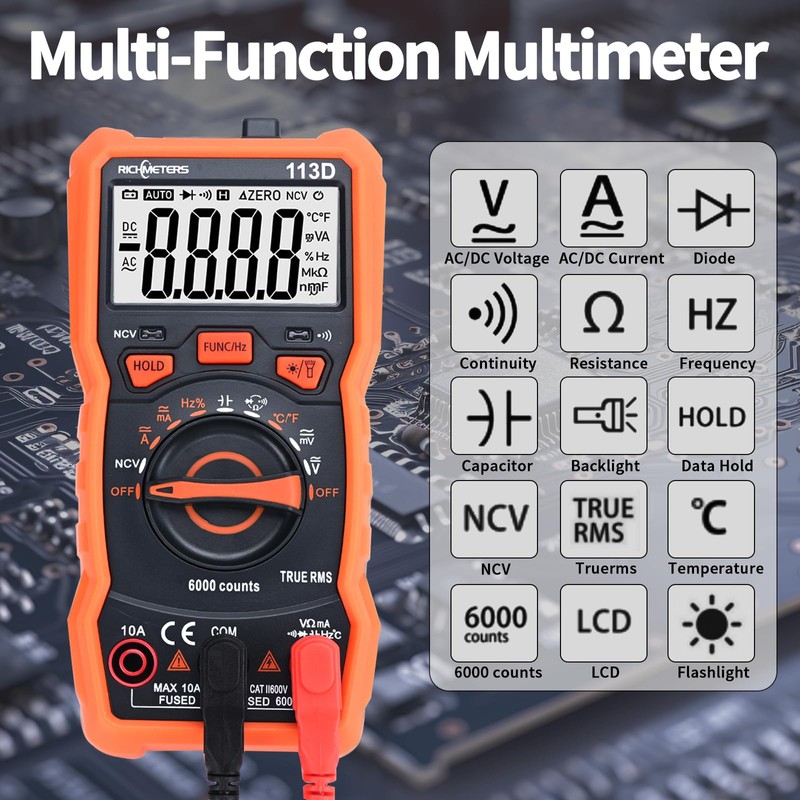 COVVY Digital Multimeter, 6000 Counts Multi Tester, Ohm Volt Amp