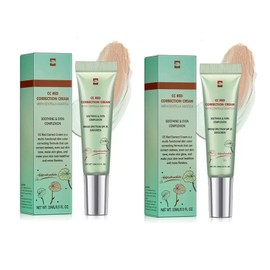 CC Cream Red Corrector with Centella,Redness Corrector for Face Blemishes,Red Skin,Acne Marks,Medium Coverage Color Correcting CC Cream,Lightweight and SPF Protection.(2pack)