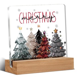 Christmas Gifts for Coworkers, Friends, Christmas Tree Merry Christmas Sign, Funny Christmas Gifts, Christmas Gift Ideas, Christmas Desk Decor 4 x 4 Inches