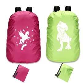 Anyingkai Pack of 2 Rain Cover for Backpacks with Reflective Strips, Rain Cover Backpack, Backpack Rain Cover, Waterproof Rain Cover, School Bag Rain Cover, Backpack Cover for Hiking, Camping, Cycling