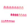 24Pcs Summer Red Flower Press On Nails, Short Fake Nails