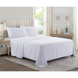 Yamel Hogar; Juego de Sábanas 1800 Hipoalergénica con Tecnología Fresh Care Lisas de Microfibra (White, Matrimonial)
