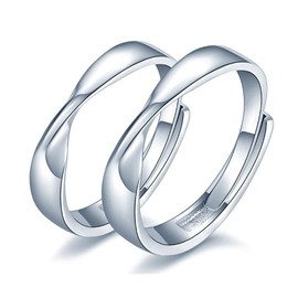 Hifunny Mobius Twist Ring Geometric Adjustable Couple Twist Ring for Women Men's Valentine's Day Jewelry 2pcs, Metal, Rhinestone