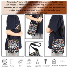 MBMSO Funny Bingo Gifts for Bingo Gamers Crazy Bingo Lady Crossbody Bag Bingo Gambling Gifts for Bingo Lover Crossbody Purse, Bingo Crossbody-b