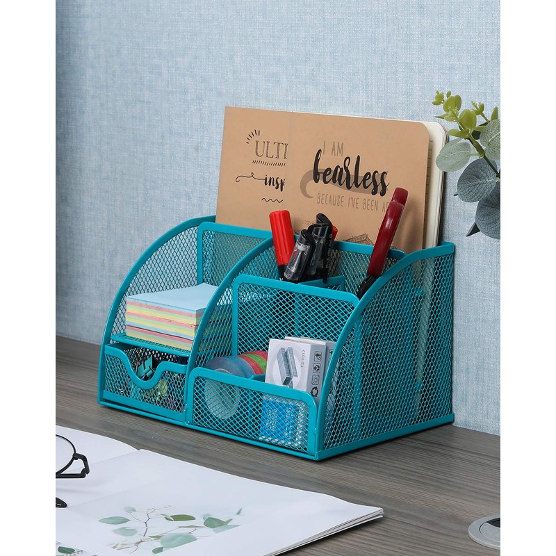 Generic Mesh Desk Tidy Organiser Office Stationery Container 5 Storage