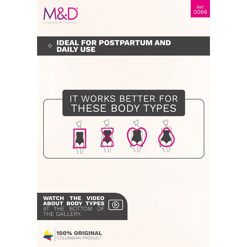 M&D 0066 Fajas Colombianas Reductoras Backless Body Shaper Girdles for