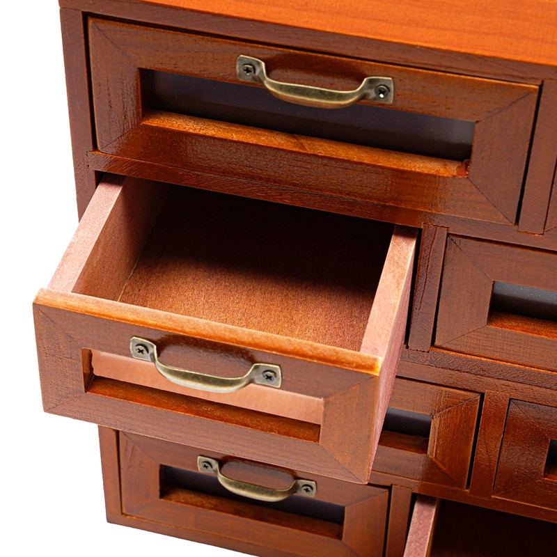 ILWorkTLs 16 Drawers Wooden Storage Box,Desktop Storage Cabinet with Handles,Stackable