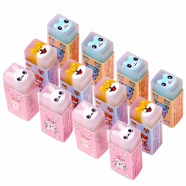 Mecyhomu Erasers 12pcs Cute Pet Pattern Anti-Aging, Soft Elastic Rubber Gel Pencil Eraser Set Stationery Novelty School Office Kids Children Students DIY Drawing Carrying