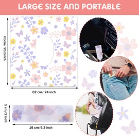 Preboun 40 Pack Toilet Seat Covers Disposable for Kids Extra Large Waterproof Toilet Seat Covers Toddler Potty Training Liners Individually Wrapped for Travel Public Restroom Essentials, Flower Design