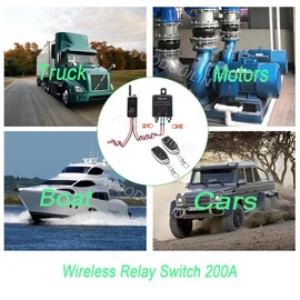 WOODGUILIN Wireless Remote Kill Switch for Car, Remote Battery Disconnect Switch Car,DC12V-72V 200A Remote Car Kill Switch Anti Theft Automatic Shut Off Switch, for Auto, Truck, Boat, RV.