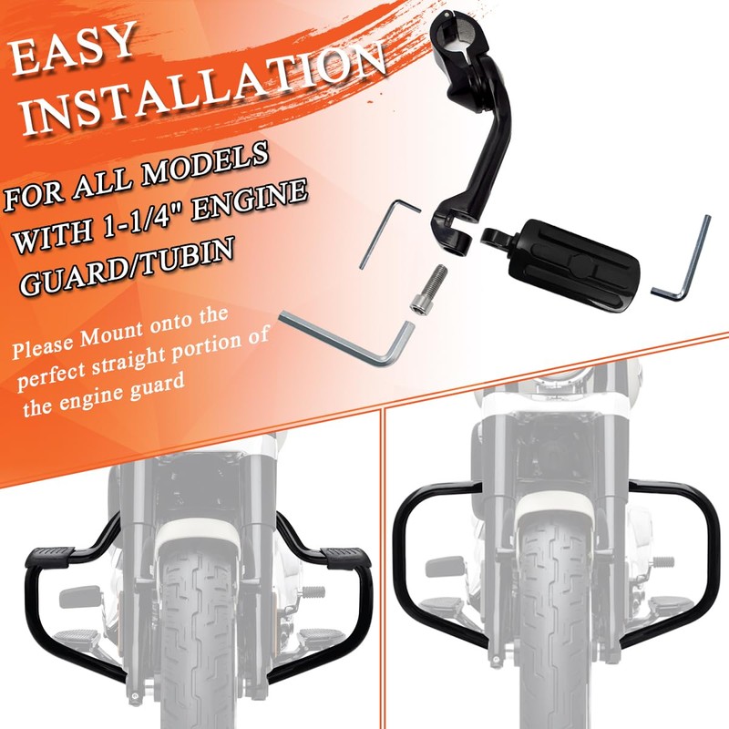 FOVPLUE 1.25" Highway Footpegs,Long Angled Adjustable Highway Pegs w/Mounts for