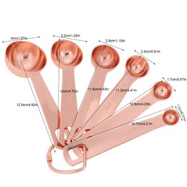 Copper Measuring Spoons 6 Pcs Stainless Steel Spoons Dry & Liquid Ingredients Measurement Spoon