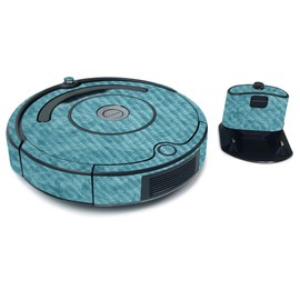 MightySkins Carbon Fiber Skin for iRobot Roomba 675 Max Coverage - Baby Blue Jacquard | Protective, Durable Textured Carbon Fiber Finish | Easy to Apply, Remove, and Change Styles | Made in The USA
