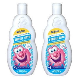Mr. Bubble Baño de burbujas extra suave, hipoalergénico, sin desgarros, solución de baño de burbujas, perfecta para pieles sensibles (paquete de 2 botellas, 16 onzas líquidas cada uno)