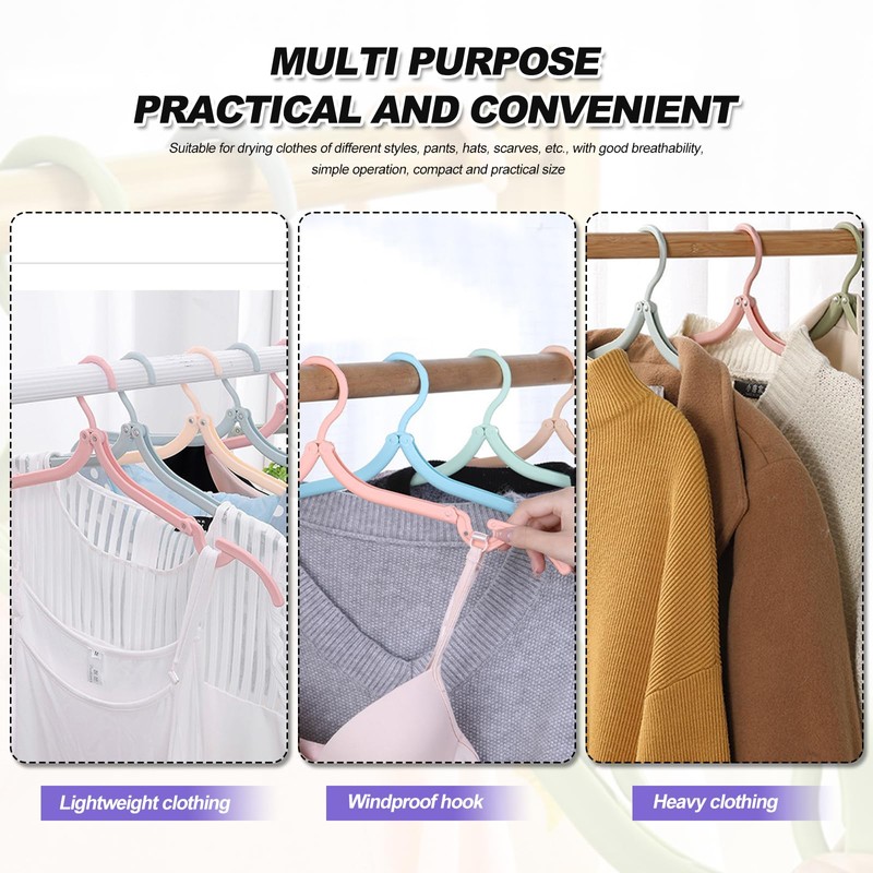 20pcs Folding Clothes Hangers, Plastic Portable Folding Coats Hanger, 4