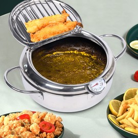 SNKOURIN Deep Fryer with Basket,Stainless Steel Electric Fryer with 2.5L Oil Container and Temperature Controller for Fried Chicken,Tempura,French Fries,Fish and Onion Rings,Silvery