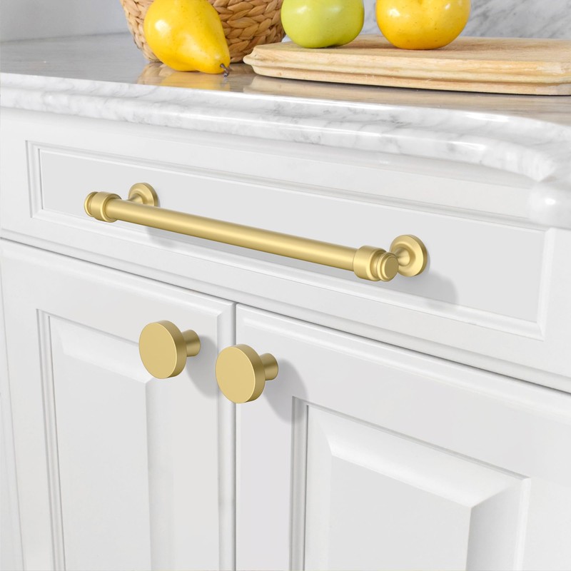 Amerdeco 10 Pack Brushed Gold Cabinet Pulls 7.5 Inch Hole