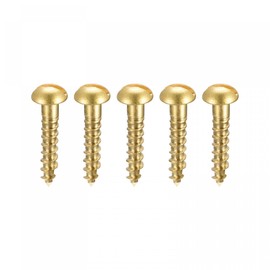 sourcing map Pack of 50 Wood Screws M3 x 16 mm Slotted Round Head Brass Tapping Screw