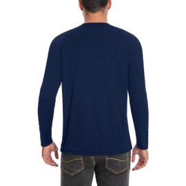 Runceptual Men's Sun Protection Shirts UPF 50+ UV Long Sleeve Rash Guard Shirts Lightweight Quick Dry for Fishing Swimming Running Hiking Navy Blue XL