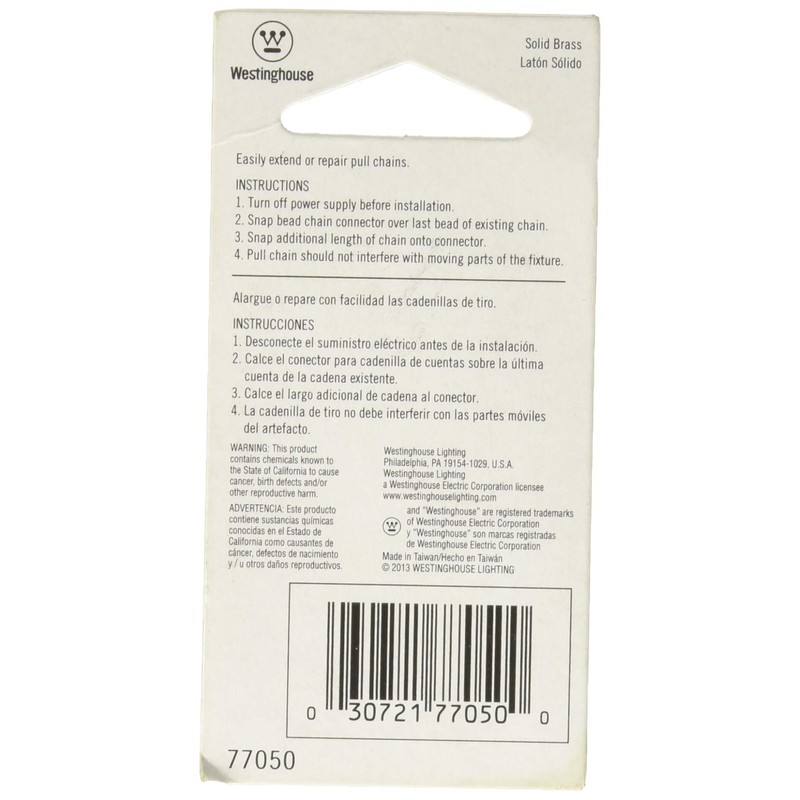 Westinghouse Lighting Corp 3-Feet Bead Chain, Polished Brass