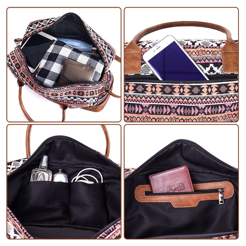 MyMealivos Canvas Weekender Bag, Overnight Travel Carry On Duffel Tote