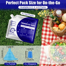 COZCLAM Set da 4 Accumulatori di Freddo per Borsa Termica, Frigorifero Portatile & Zaino Termico, Elementi Refrigeranti Riutilizzabili con Durata di Raffreddamento Fino A 12 H, per Campeggio & Picnic