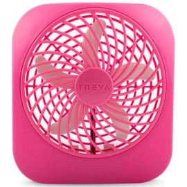 Treva 5 Inch Battery Powered Fan Portable Desk Fan 2 Cooling Speeds with Compact Folding & Tilt Design Cubicle Accessories Small Portable 2 Pack (Raspberry)