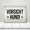 Caution Dog Metal Sign with Paw Print in Green
