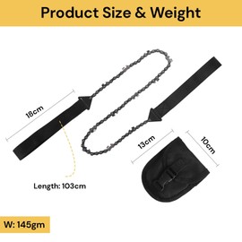 Spendeal Pocket Chainsaw with Paracord Handle, Folding Hand ChainSaw, Emergency Outdoor Survival Gear Rope Saw for Camping, Hunting, Hiking, Cutting Wood & Tree (Black, 11 Teeth, 24'' Long)