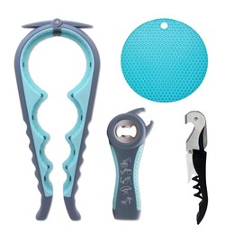 Bottle Opener for Arthritic Hand,Jar Opener for Old People, Children, Women, Those with Weak Hands,Multifunctional Kitchen Gadgets (04-Blue)