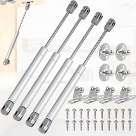 Liekadijiae Pack of 4 gas springs, gas lift, furniture gas spring, 100N/10 kg gas pressure damper, gas pressure spring, flap fitting, gas pressure damper 100N, soft close gas springs for flaps kitchen