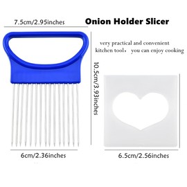 YVPSI 4pcs Onion Holder Slicer with Cover for Slicing, Stainless Steel Onion Slicer Cutter Vegetable Tomato Lemon Meat Holder Slicer Tools Cutter Food Slicer Assistant Tool